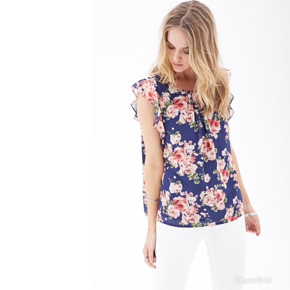 Forever 21 Sheer Ruffle Wrap Blouse main image 0